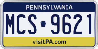 PA license plate MCS9621