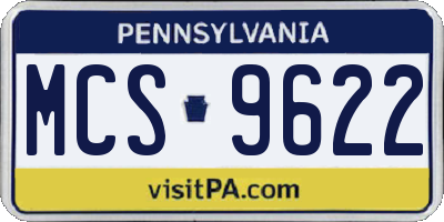 PA license plate MCS9622