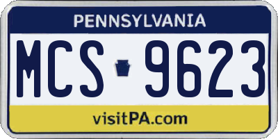 PA license plate MCS9623