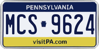 PA license plate MCS9624