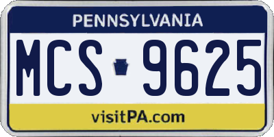 PA license plate MCS9625