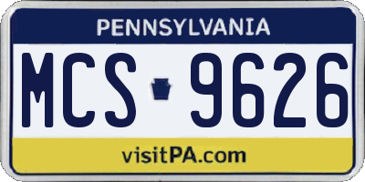PA license plate MCS9626