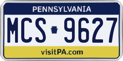 PA license plate MCS9627