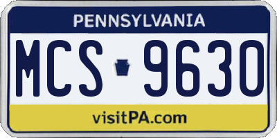 PA license plate MCS9630