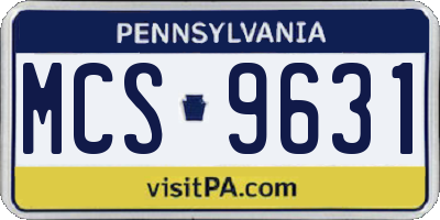 PA license plate MCS9631