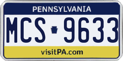 PA license plate MCS9633