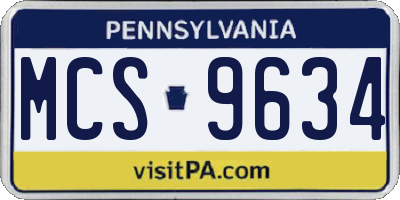 PA license plate MCS9634