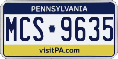 PA license plate MCS9635