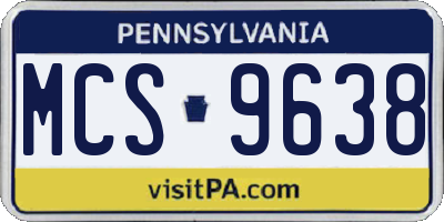 PA license plate MCS9638