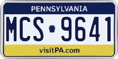 PA license plate MCS9641