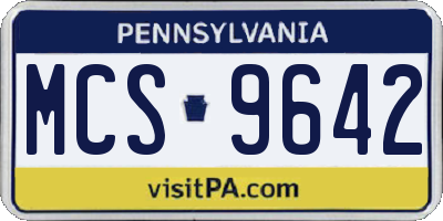 PA license plate MCS9642