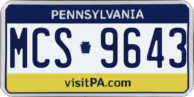 PA license plate MCS9643