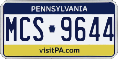 PA license plate MCS9644