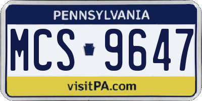 PA license plate MCS9647