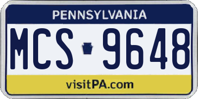 PA license plate MCS9648