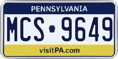 PA license plate MCS9649