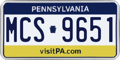 PA license plate MCS9651