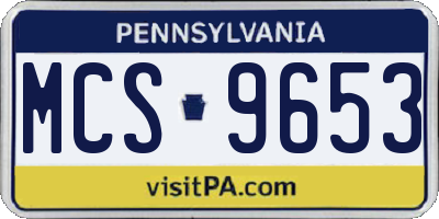 PA license plate MCS9653