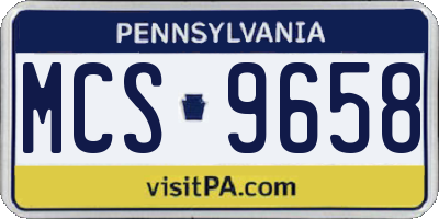 PA license plate MCS9658