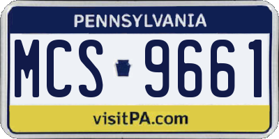 PA license plate MCS9661