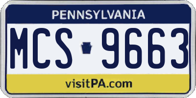 PA license plate MCS9663