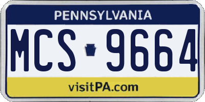 PA license plate MCS9664