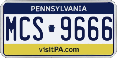 PA license plate MCS9666