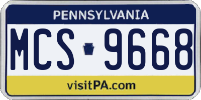 PA license plate MCS9668