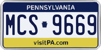 PA license plate MCS9669