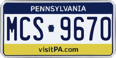 PA license plate MCS9670