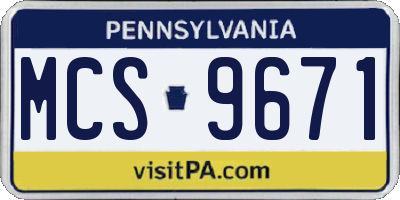 PA license plate MCS9671