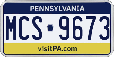 PA license plate MCS9673