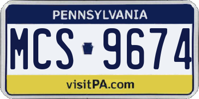 PA license plate MCS9674