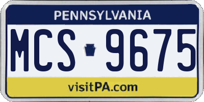 PA license plate MCS9675