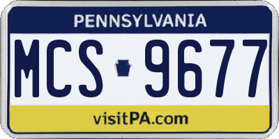 PA license plate MCS9677