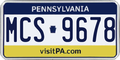 PA license plate MCS9678