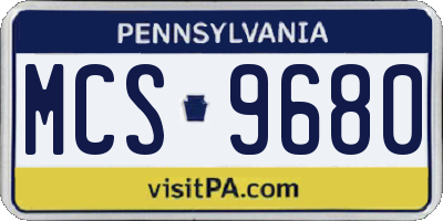 PA license plate MCS9680