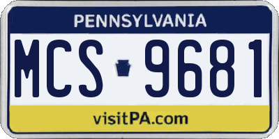 PA license plate MCS9681