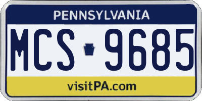 PA license plate MCS9685