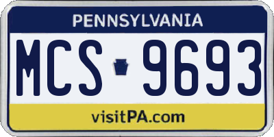 PA license plate MCS9693