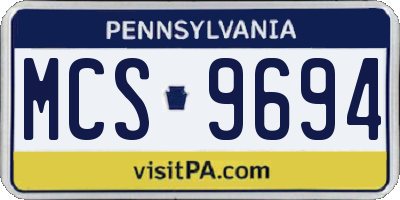 PA license plate MCS9694