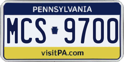 PA license plate MCS9700