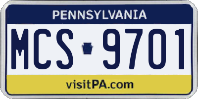 PA license plate MCS9701
