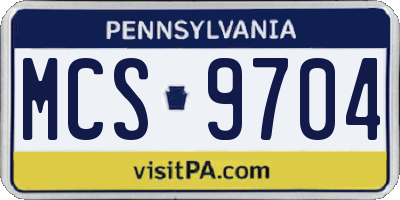 PA license plate MCS9704