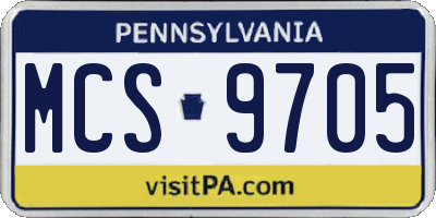 PA license plate MCS9705