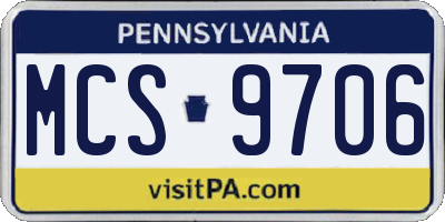 PA license plate MCS9706