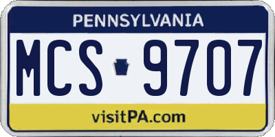 PA license plate MCS9707