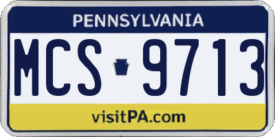 PA license plate MCS9713