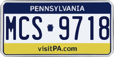 PA license plate MCS9718