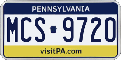 PA license plate MCS9720